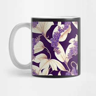 Big and Bold Purple and Light Ivory Cream Floral Design Mug